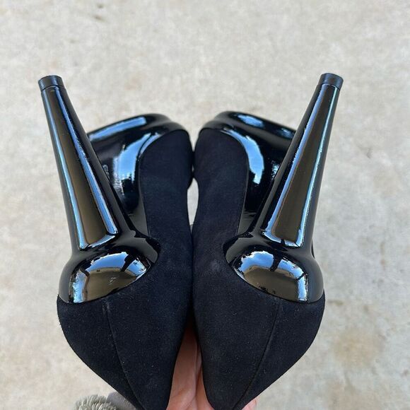 Bottega Veneta Black Suede and Patent Leather Platform Pumps Size 38 - Picture 9 of 11